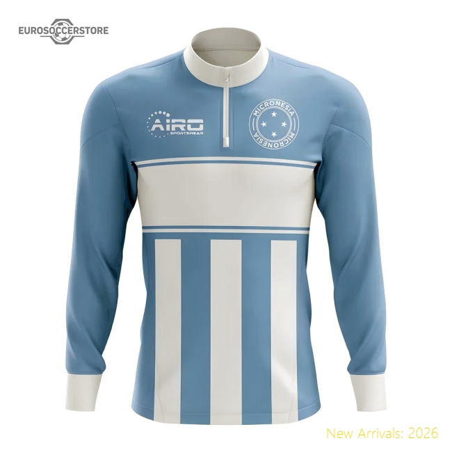 Micronesia Concept Football Half Zip Midlayer Top (Sky Blue-White)-Football Jersey Hub
