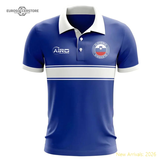 Slovenia Concept Stripe Polo Shirt (Blue)-Football Jersey Hub