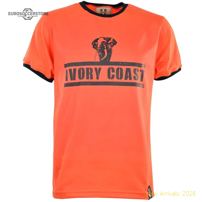 Ivory Coast T-Shirt - Orange/Black Ringer-Football Jersey Hub
