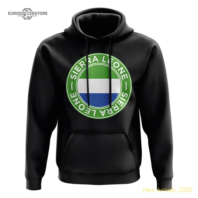 Sierra Leone Football Badge Hoodie (Black)-Football Jersey Hub