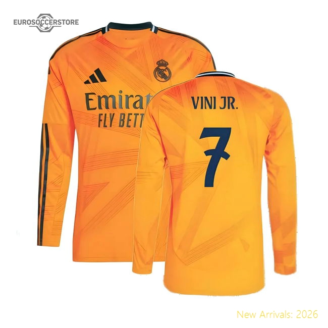 2024-2025 Real Madrid Long Sleeve Away Shirt (Vini Jr. 7)-Football Jersey Hub