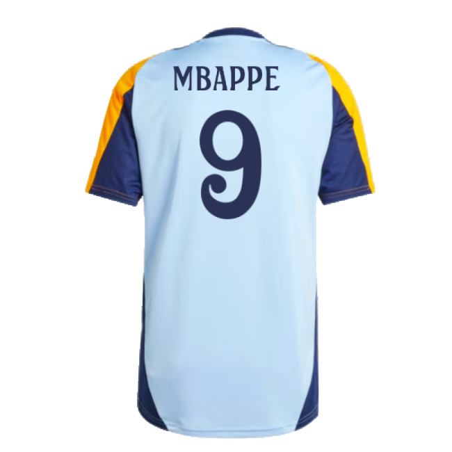 2024-2025 Real Madrid Training Shirt (Glow Blue) (Mbappe 9)-Football Jersey Hub