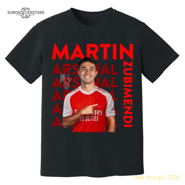Martin Zubimendi Arsenal New Signing T-Shirt (Black)-Football Jersey Hub