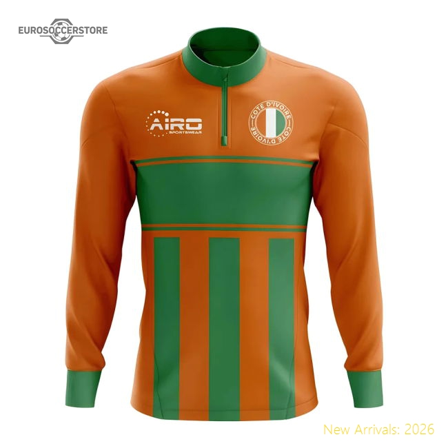 Cote d'Ivoire Concept Football Half Zip Midlayer Top (Orange-Green)-Football Jersey Hub