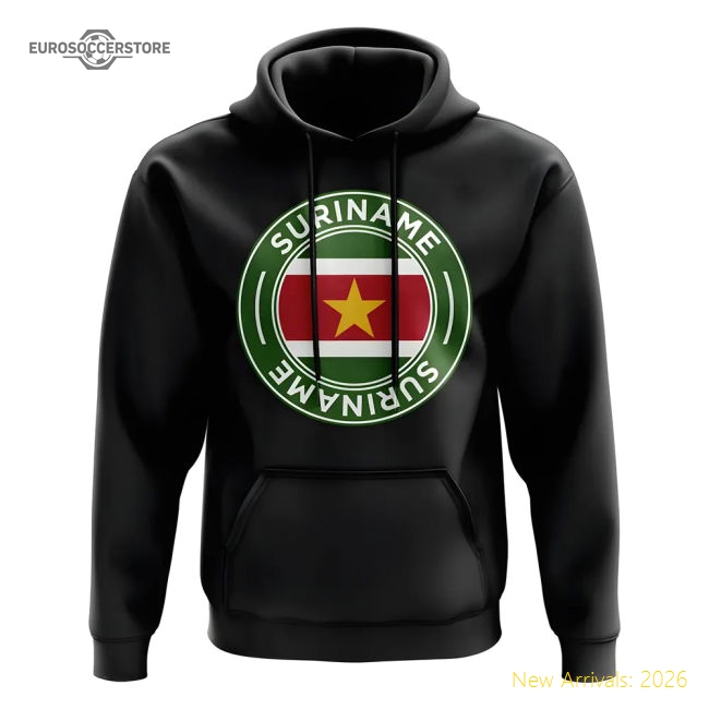 Suriname Football Badge Hoodie (Black)-Football Jersey Hub