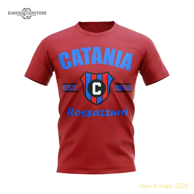 Catania Established Football T-Shirt (Red)-Football Jersey Hub