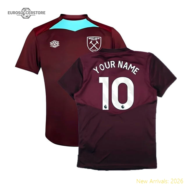 2024-2025 West Ham Training Jersey (Wine) - Kids (Your Name)-Football Jersey Hub