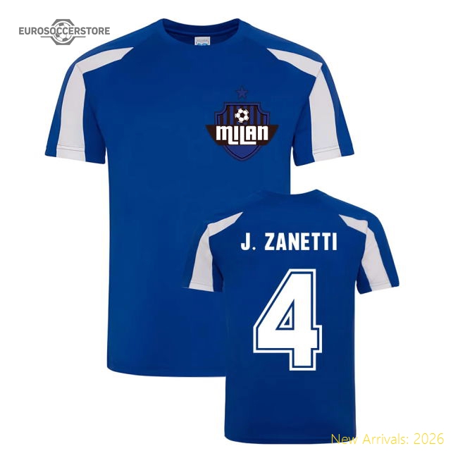 Javier Zanetti Milan Sport Training Jersey (Blue)-Football Jersey Hub