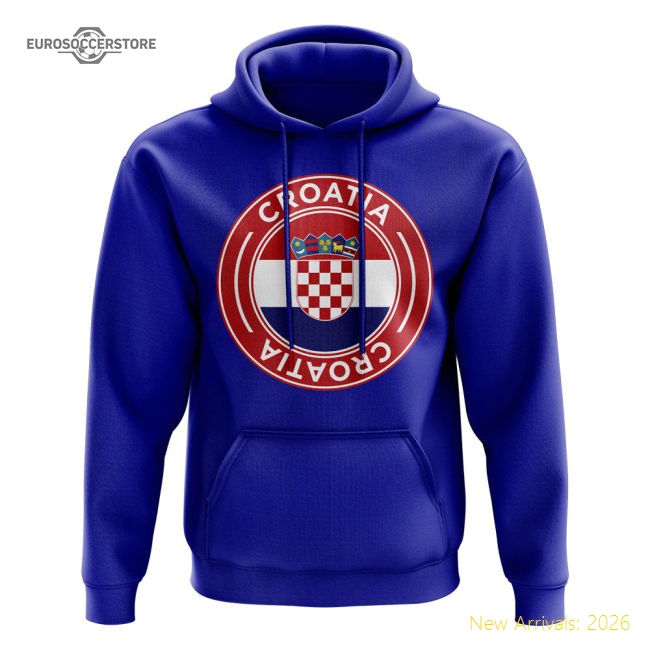 Croatia Football Badge Hoodie (Royal)-Football Jersey Hub