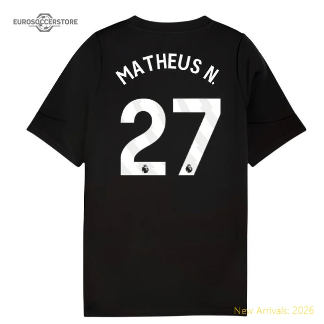 2025-2026 Man City Training Jersey (Black) - Kids (Matheus N. 27)-Football Jersey Hub