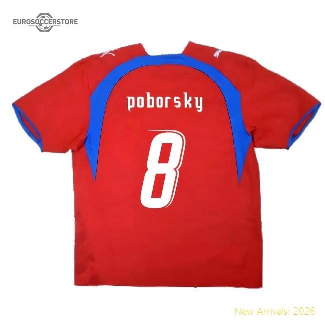 Czech Republic 2006-08 Home Shirt ((Very Good) L) (Poborsky 8)-Football Jersey Hub
