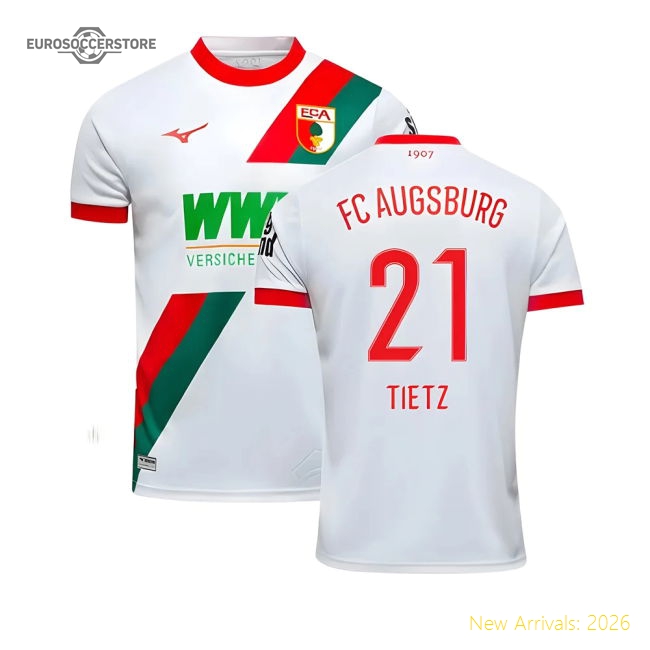 2025-2026 FC Augsburg Home Shirt (Tietz 21)-Football Jersey Hub