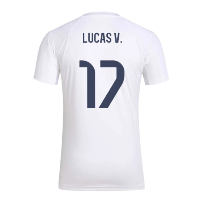 2025-2026 Real Madrid Seasonal Graphic Tee (White) (Lucas V. 17)-Football Jersey Hub