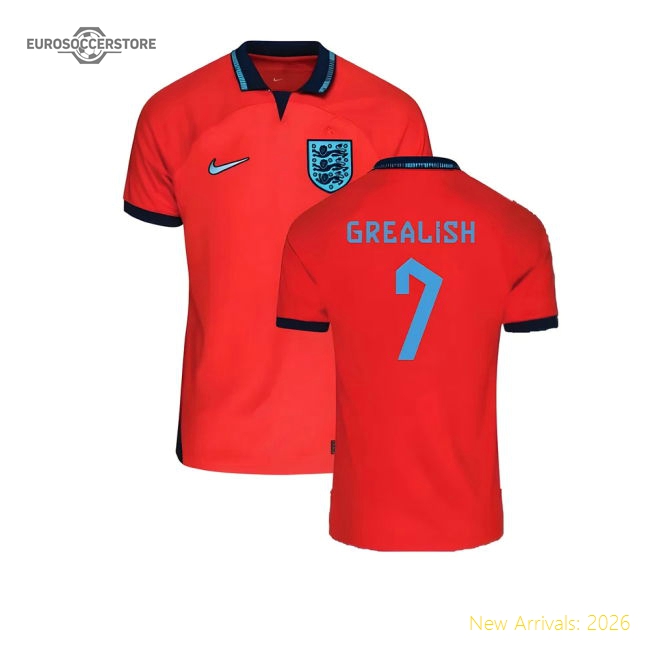 2022-2023 England Away Shirt (Kids) (Grealish 7)-Football Jersey Hub