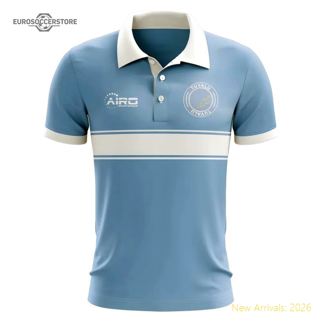 Tuvalu Concept Stripe Polo Shirt (Sky)-Football Jersey Hub