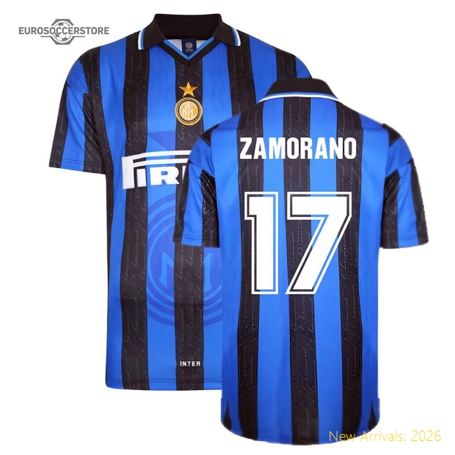 1998 Inter Milan Score Draw Home Shirt (Zamorano 17)-Football Jersey Hub