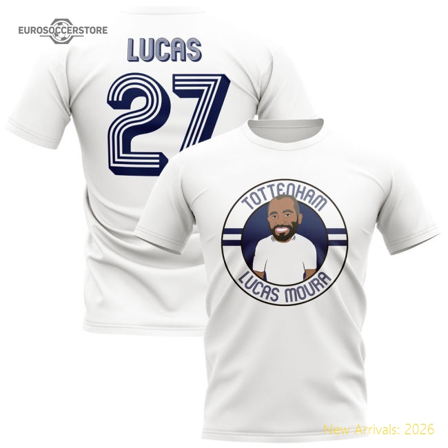 Lucas Moura Tottenham Illustration T-Shirt (White)-Football Jersey Hub