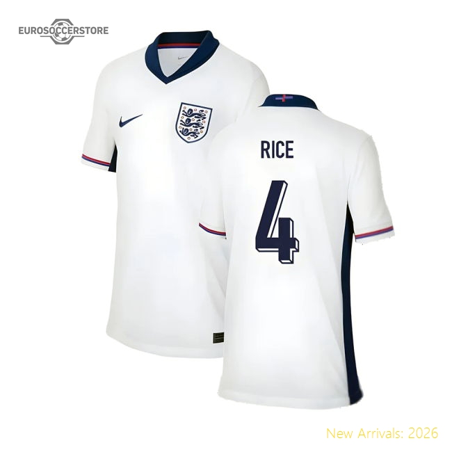 2024-2025 England Home Shirt (Kids) (Rice 4)-Football Jersey Hub