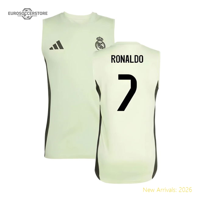 2025-2026 Real Madrid Sleeveless Training Jersey (Almost Lime) (Ronaldo 7)-Football Jersey Hub