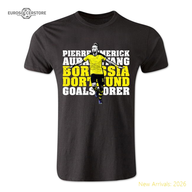 Pierre Emerick Aubameyang Dortmund Goalscorer T-Shirt (Black) - Kids-Football Jersey Hub
