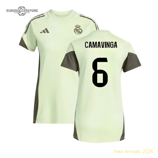 2025-2026 Real Madrid Training Jersey (Almost Lime) - Womens (Camavinga 6)-Football Jersey Hub