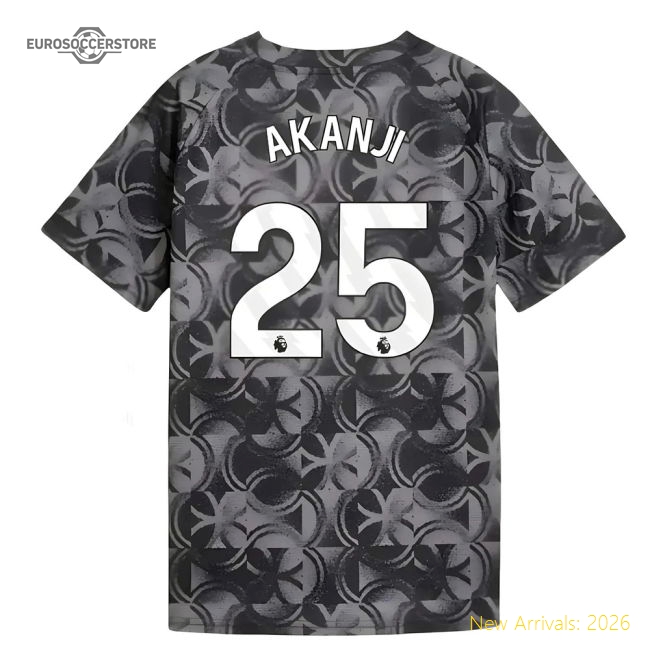 2025-2026 Man City Warm Up Jersey (Black) - Kids (Akanji 25)-Football Jersey Hub
