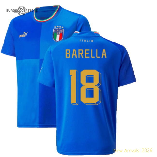2022-2023 Italy Home Shirt (Kids) (BARELLA 18)-Football Jersey Hub