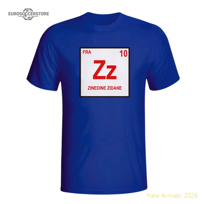 Zinedine Zidane France Periodic Table T-shirt (blue)-Football Jersey Hub