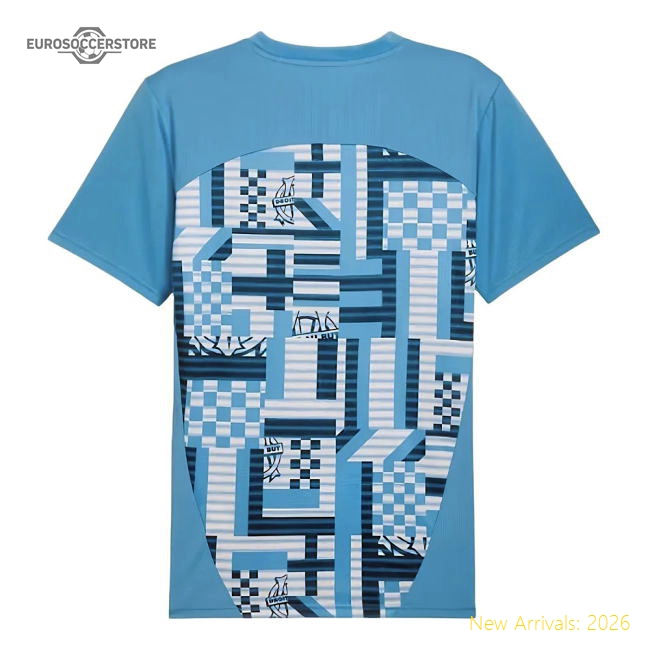 2024-2025 Marseille Pre-Match SS Shirt (Bleu Azur)-Football Jersey Hub