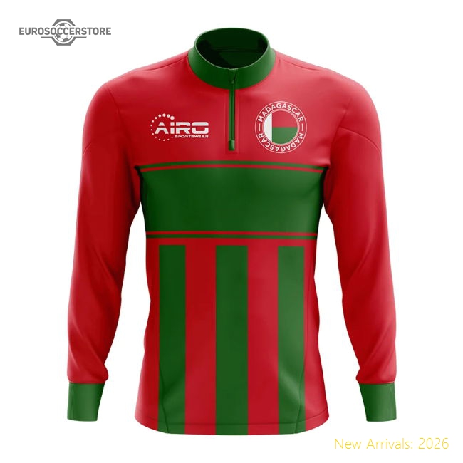 Madagascar Concept Football Half Zip Midlayer Top (Red-Green)-Football Jersey Hub