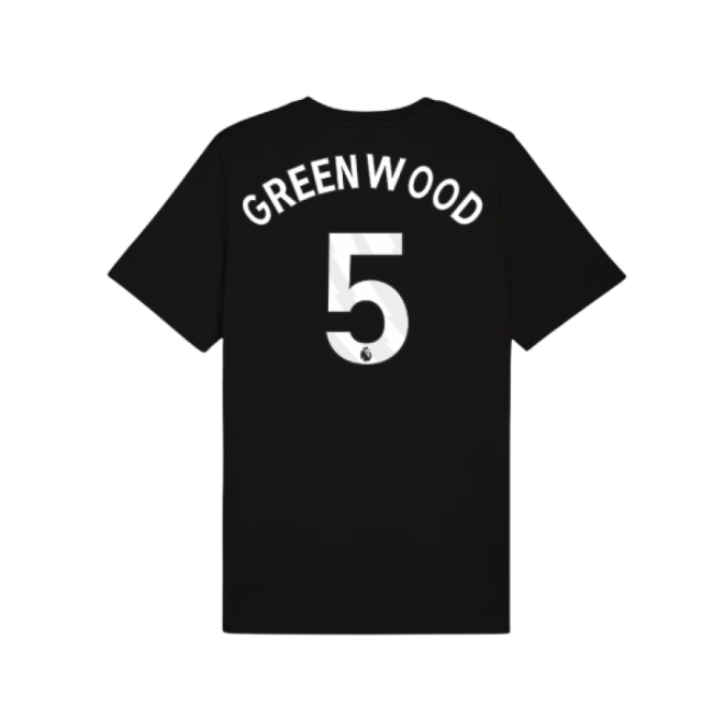 2025-2026 Man City FtblESS Tee (Black) (Greenwood 5)-Football Jersey Hub
