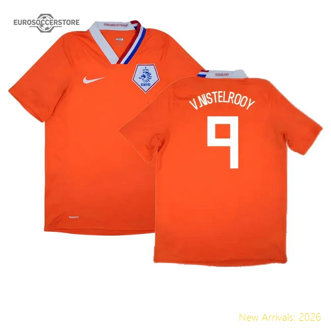 Holland 2008-10 Home Shirt ((Excellent) M) (V.Nistelrooy 9)-Football Jersey Hub