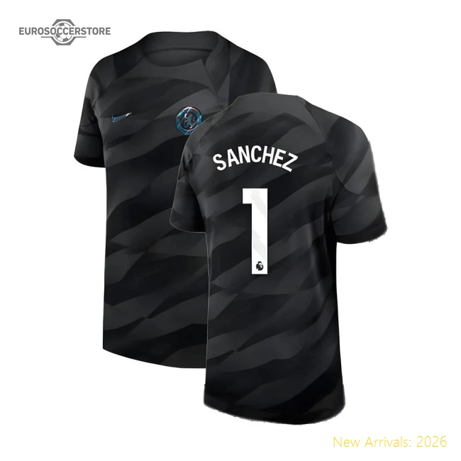2023-2024 Chelsea Home Goalkeeper Shirt (Black) - Kids (Sanchez 1)-Football Jersey Hub