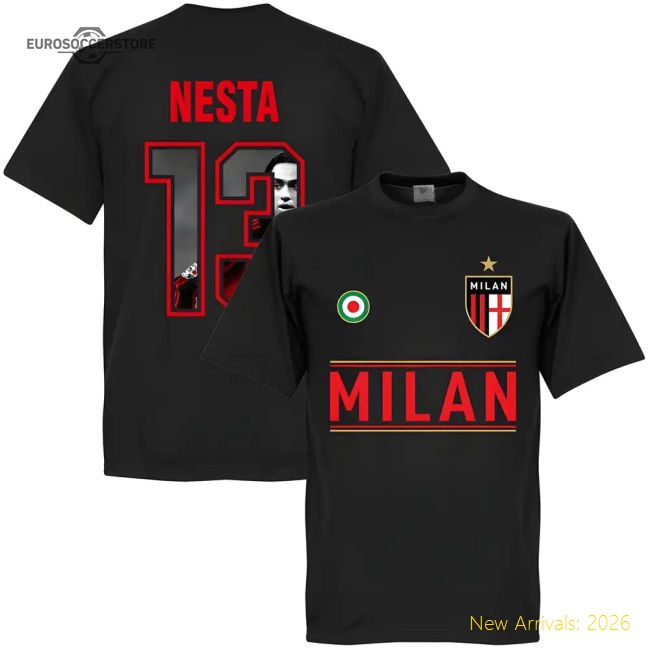 AC Milan Nesta 13 Gallery Team T-Shirt - Black-Football Jersey Hub