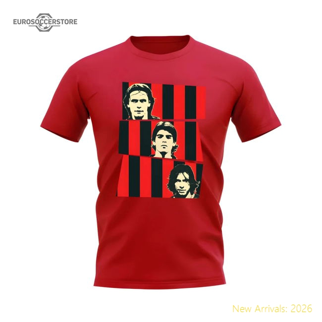 Inzaghi Kaka Pirlo AC Milan Trio T-Shirt (Red)-Football Jersey Hub