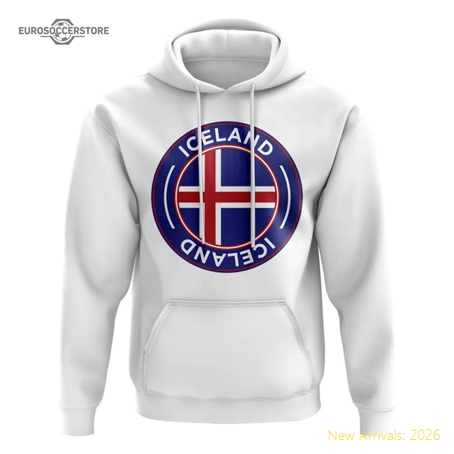 Iceland Football Badge Hoodie (White)-Football Jersey Hub