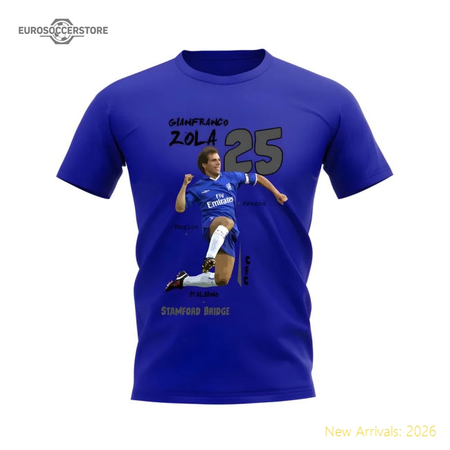 Gianfranco Zola Chelsea Graphic T-Shirt (Blue)-Football Jersey Hub