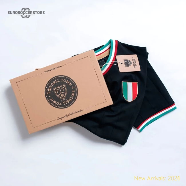 Vintage Italy Gli Azzurri Black Soccer Jersey-Football Jersey Hub