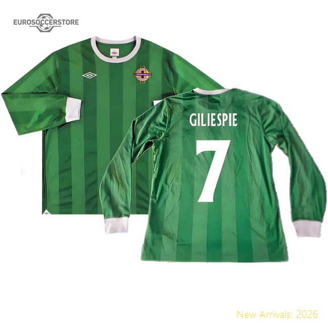 Northern Ireland 2010-12 Long Sleeve Home Shirt ((Good) XL) (Giliespie 7)-Football Jersey Hub