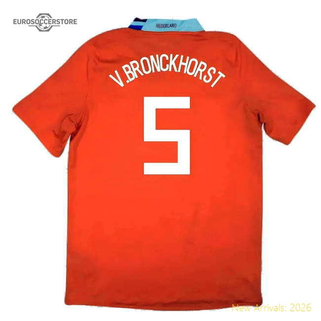 Holland 2008-10 Home Shirt ((Excellent) XL) (V.Bronckhorst 5)-Football Jersey Hub