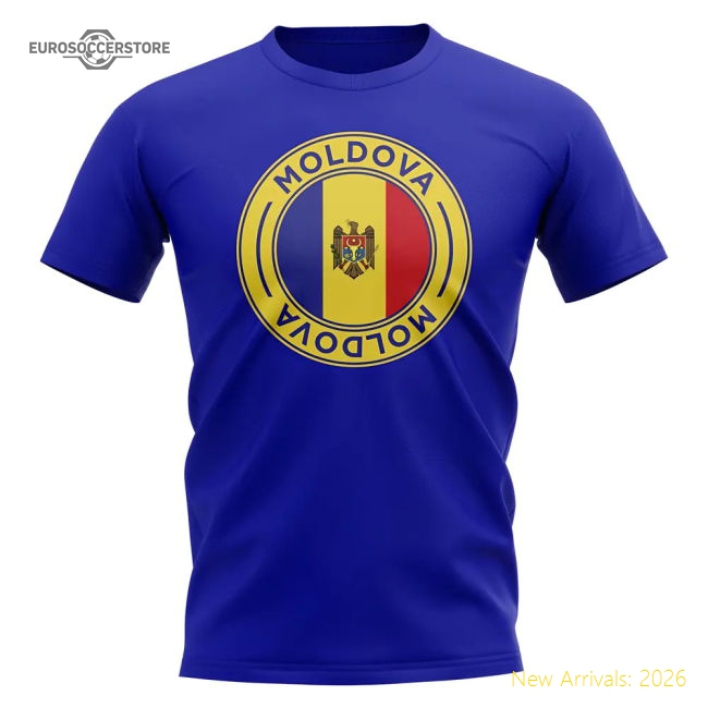 Moldova Football Badge T-Shirt (Royal)-Football Jersey Hub