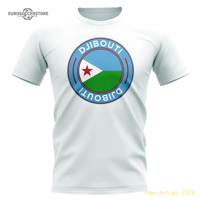 Djibouti Football Badge T-Shirt (White)-Football Jersey Hub