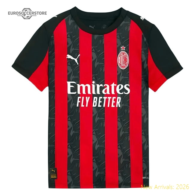 2025-2026 AC Milan Home Shirt (Kids)-Football Jersey Hub