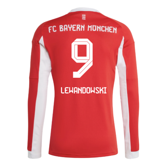 2025-2026 Bayern Munich Long Sleeve Home Shirt (Lewandowski 9)-Football Jersey Hub