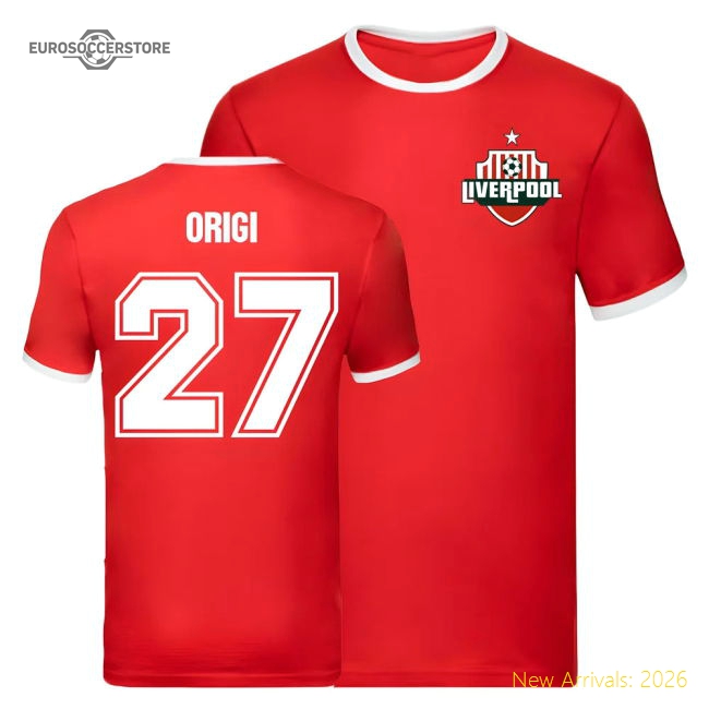 Divock Origi Liverpool Ringer Tee (Red)-Football Jersey Hub
