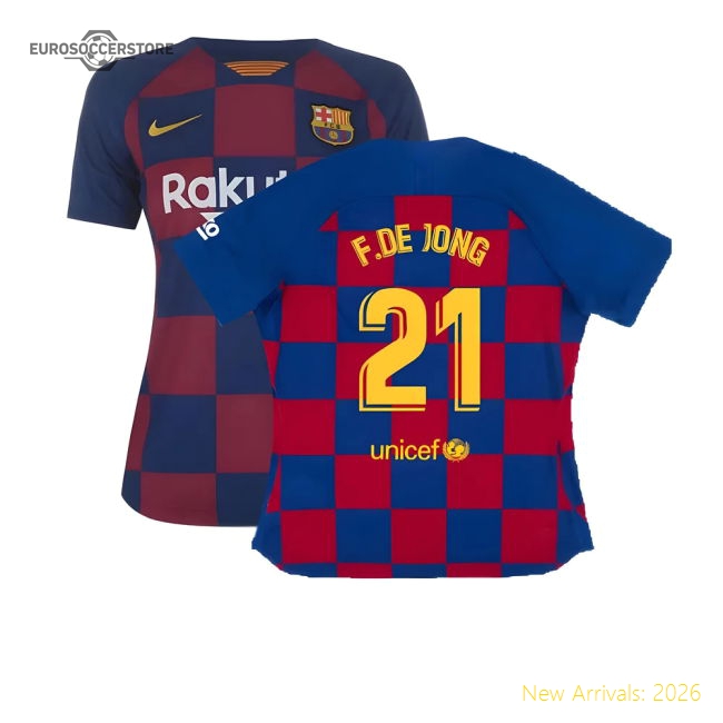 Barcelona 2019-20 Womens Home Shirt (Vaporkit) ((Excellent) S) (F.De Jong 21)-Football Jersey Hub
