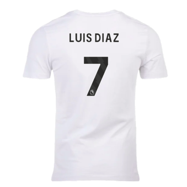 2023-2024 Liverpool Crest Tee (White) (Luis Diaz 7)-Football Jersey Hub