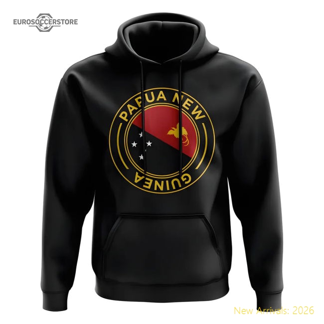 Papa New Guinea Football Badge Hoodie (Black)-Football Jersey Hub