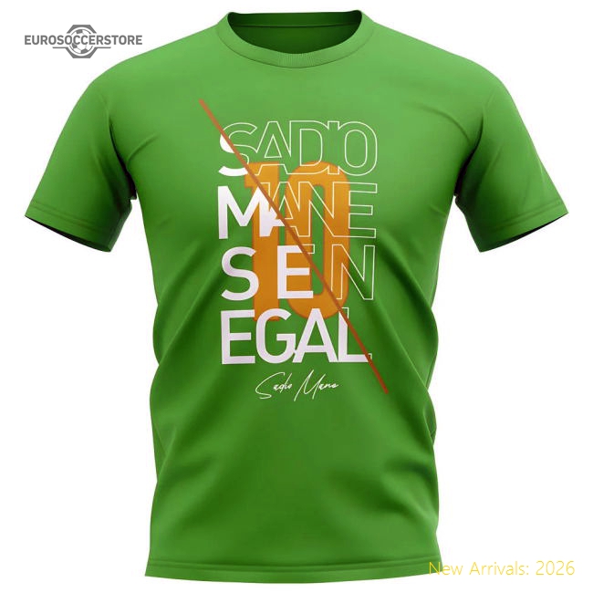Sadio Mane Senegal Graphic Signature T-Shirt (Green)-Football Jersey Hub