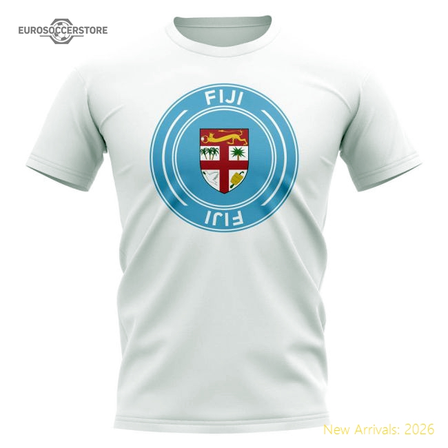 Fiji Football Badge T-Shirt (White)-Football Jersey Hub